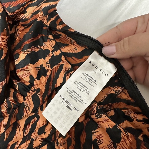 NWT‎ $595 Sandro [ 40 ] Faunie Pintucked Leopard Silk Maxi Dress In Wildcat - Picture 4 of 16